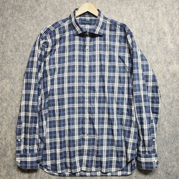 Peter Millar Button Up Shirt Mens XL Plaid Business Casual Long Sleeve - Picture 1 of 12